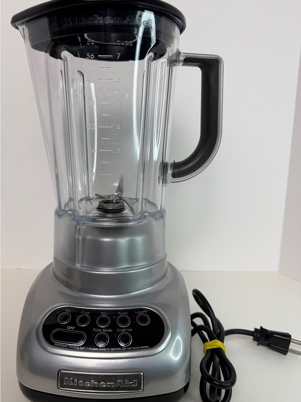 KitchenAid Silver and Black Countertop Blender with 56 oz Clear Pitcher